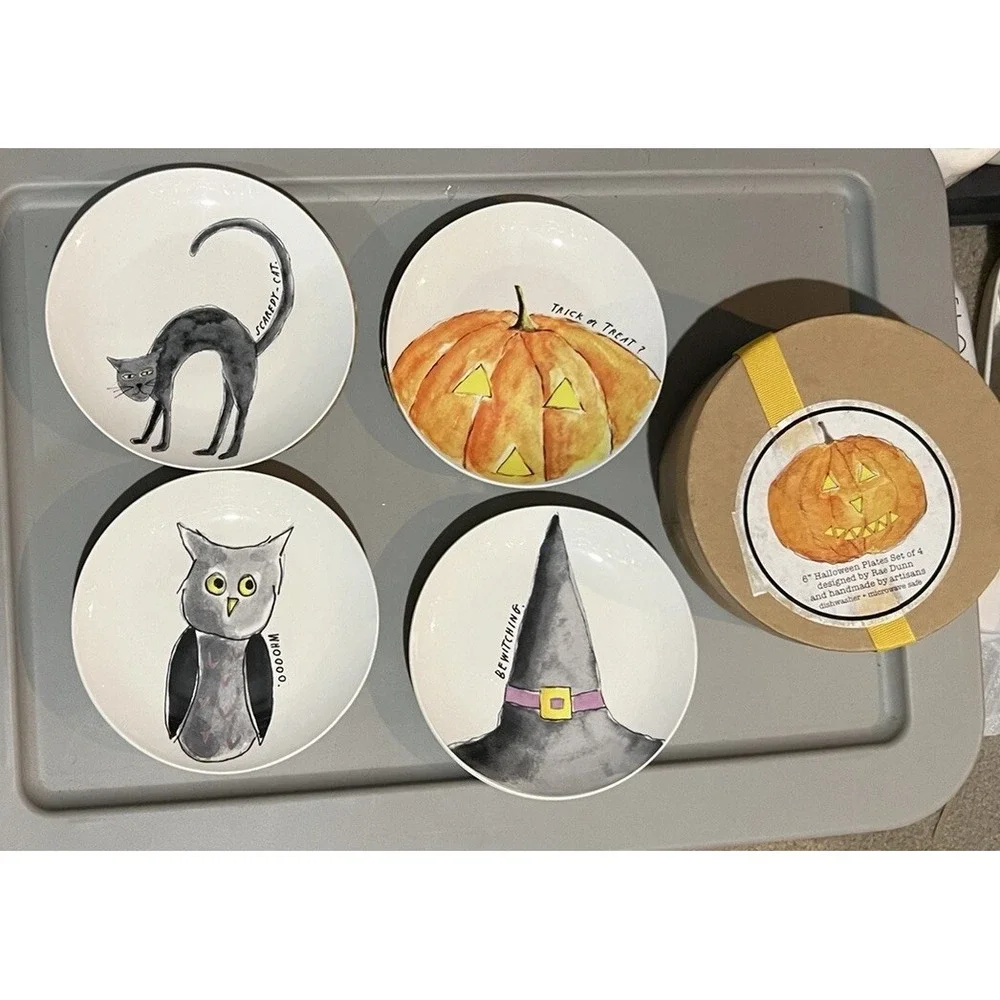 RAE DUNN M Stamp Fat Jack Desert/App Ceramic Plates Rare HTF